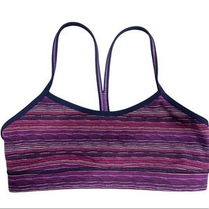 Lululemon Flow Y Sports Bra Purple Strip Size 8